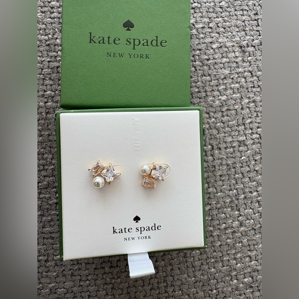 Kate Spade New York “Victoria” Clear & Gold Earrings
